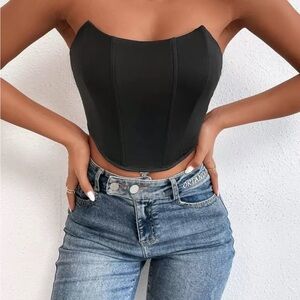 Elegant Black Strapless Corset Top
